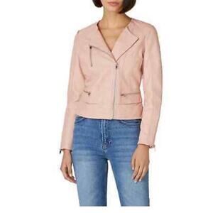 Slate & Willow blush pink leather moto jacket LARGE FLAWED